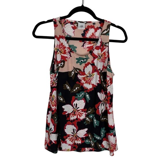 Cabi Women Size S Colorful Floral Print Sleeveless Hibiscus Blouse Style 5542 - Picture 2 of 9